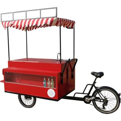 Electric Cargo Bike Adult Tricycle Red Color Street Vending Bicycle Outdoor Beverage Drink Coffee Food Cart for Sale Customize