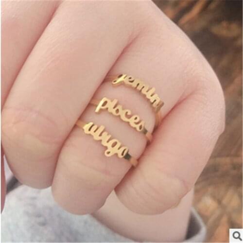 European And American Stainless Steel Simple Twelve Zodiac Letter Ring Lady Open Adjustable Bracelet