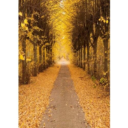 Photography Background Yellow Trees Fallen Leaves Road Customized Backdrop for Baby Children Portrait Pets Photocall Fond Photo
