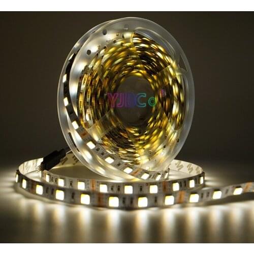 5M White+Warm white 2 in 1 CCT LED Strip DC 5V 12V 24V 60LEDs/M Double Color SMD 5050 Flexible Lamp Tape IP20 IP65 10mm PCB