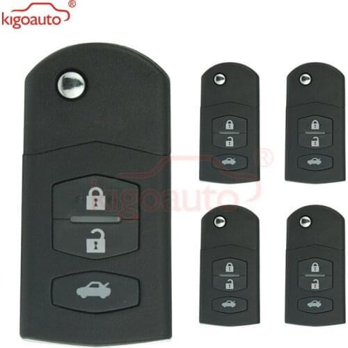Kigoauto 5pcs for Mazda 2 3 5 6 MX5 CX-7 Flip Folding Remote Key Fob Shell Case Replacement 3 button