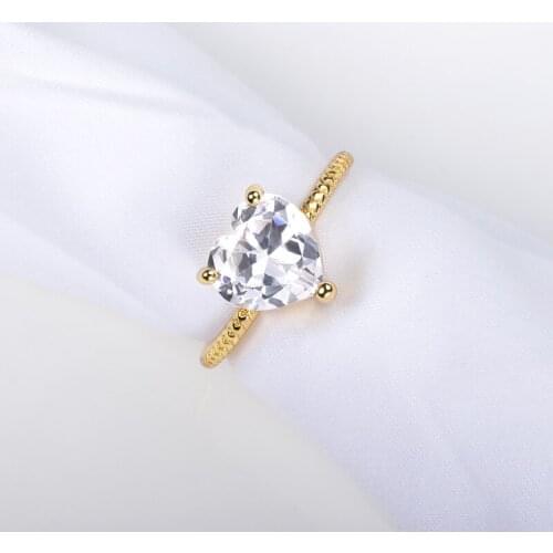 Classic Minimalism Exquisite Big Heart Zircon Crystal Rings For Women Girl Gold Stainless Steel Fashion Wedding Jewelry Couple