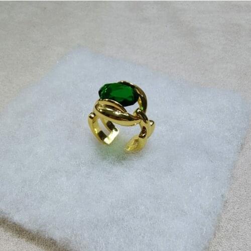 Europe and the United States simple high quality vintage emerald ring niche design ring women