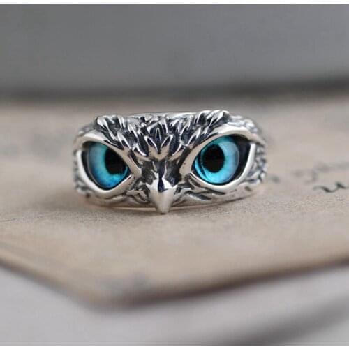 Copper Demon Eye Owl Ring For Women Men Lovers Retro Animal Open Adjustable Rings Statement Ring Wedding Party Fingers Jewelry