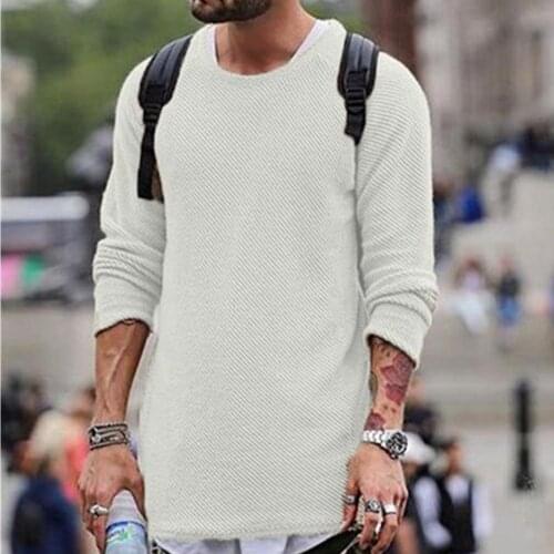 T-Shirts Men Casual Solid Color Sweater Knitwear O Neck Long Sleeve Shirt Pullover Top