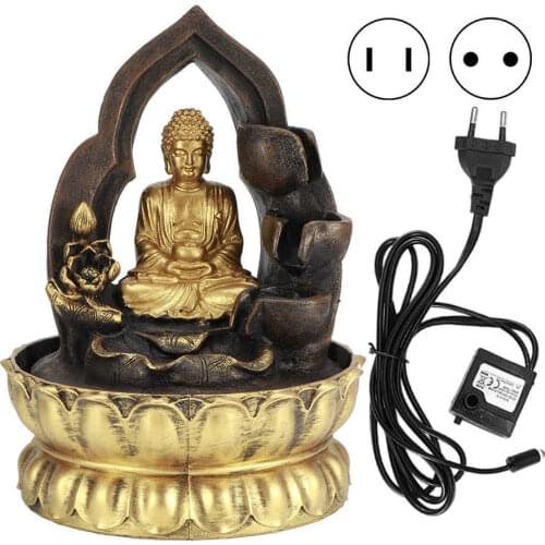 LED Tabletop Fountain Water Fountain Ornaments Buddha Statue Desktop Waterfall Fountain Office Feng Shui Fortune Home Decor