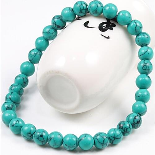 Natural Stone Turquoises Malachites Beaded Bracelet Men Classic Round Picture Beads Women Jewelry Yoga Meditation Rosary Bangles