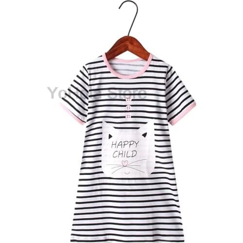 Nightdress for Teen Girls Cotton Nightdress Little Teen Girl Pajamas Dresses Children Cartoon Summer Nightgown Home Clothes