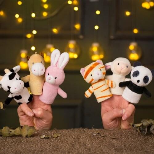 Mini animal puzzle cat bunny lamb pony panda cow finger puppet