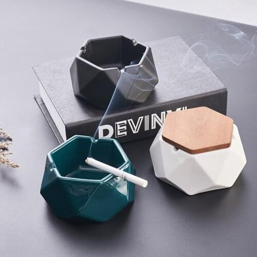 Nordic ceramic ashtray creative home living room ins personality trend office with lid ashtray windproof smoke tray LB030407
