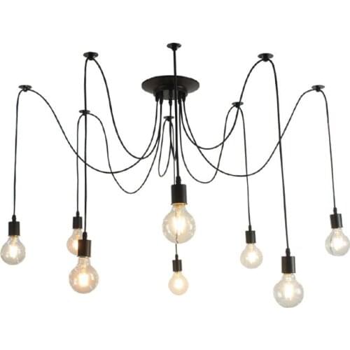 Chandelier DIY Art Spider Ceiling Lamp Fixture Light Hanging Mordern Nordic Retro Edison Bulb Light Vintage Loft Antique Hanging
