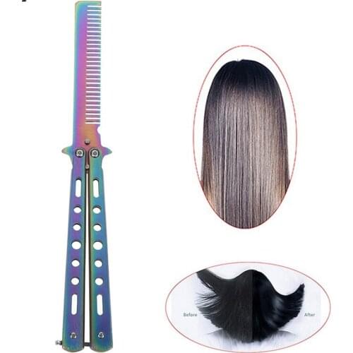 Durable Automatic Spin Comb Butterfly Color Titanium Hairdressing Tools Butterfly Knife Safety Long-lasting Comb Practice Tools