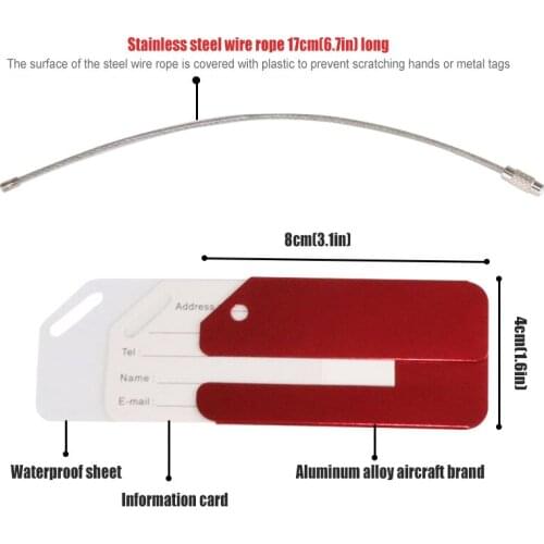 Durable Aluminum Alloy Luggage Tag with Stainless Steel Loop Personalized ID Tag Perfect for Luggage Suitcase xqmg Garment Tags