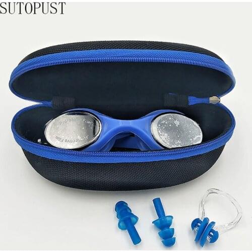 Professional Sports Electroplate Swimming Glasses Anti Fog UV Waterproof Diopter Adjustable Swimming Eyewear Earplug Men Women