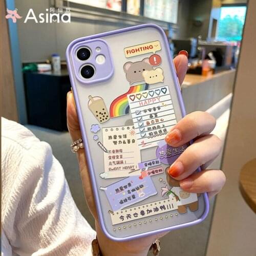 ASINA Transparent Phone Cases For iPhone 11 12 Pro Max Mini Hard Cartoon Shell For iPhone 7 8 Plus Xs Xr SE2020 Case Cover Funda