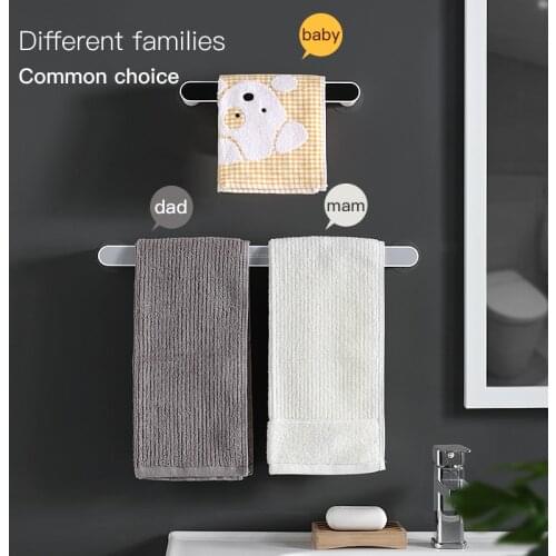 Self-adhesive Towel Holder Rack Wall Mounted Towel Hanger Bathroom Towel Bar Shelf Roll Holder Hanging Hook Bathroom Organizer