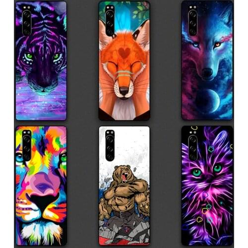 For SONY Xperia 8 20 10 5 1 ii III XZ5 XZ3 XZ4 XA3 Plus Ultra Compact T3 L4 ACE Case Silicone Tiger wolf lion cat Cover