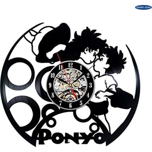 Ponyo Cartoon Vintage Vinyl Wall Clock Bedroom Decoration reloj