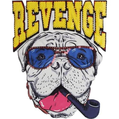 GUGUTREE embroidery Sequins big dogs patches animal patches badges applique patches for clothing ZK-40