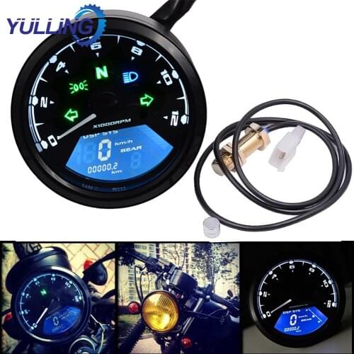 YULLING Motorcycle Panel Speedometer Night Vision Dial Odometer LED Multi-Function Digital Indicator Fuel Tachometer