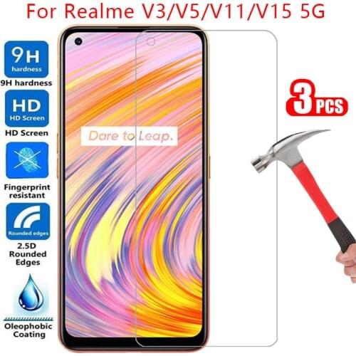 Protective tempered glass for realme v3 v5 v11 v15 5g screen protector on realmi v 3 5 11 15 3v 5v 11v 15v safety film real me
