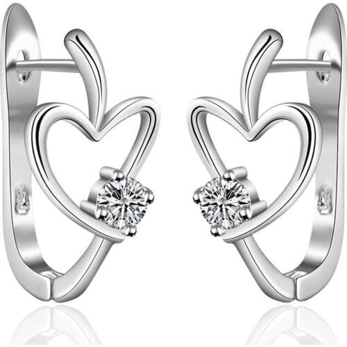 Fashion cute nice silver color earrings noble luxury elegant women shiny crystal zircon hot selling Earring E603