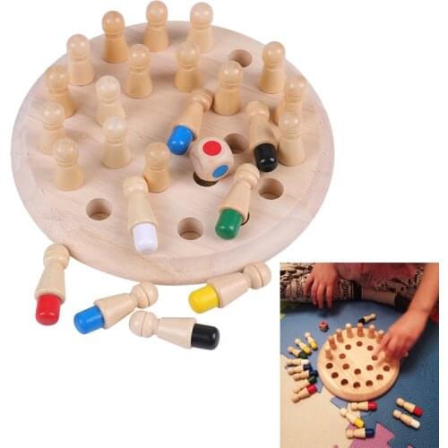 1Set Kids Wooden Toy Puzzles Color Memory Chess Match Game Intellectual Children Party Board Games Educational Learning Toys