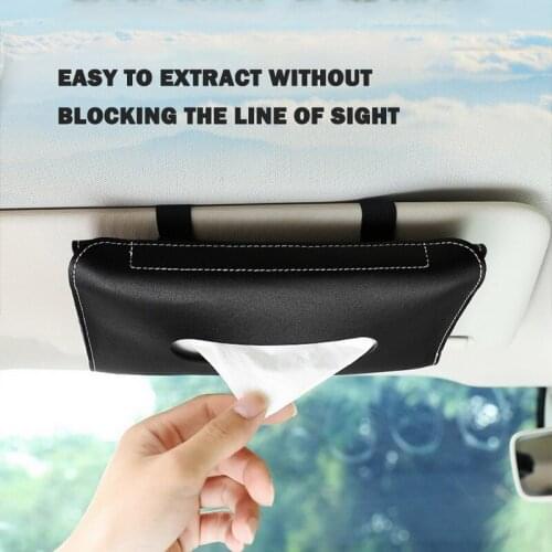 1PC Car Tissue Box Towel Organizer PU Leather Visor Type Tissue Holder Auto Interior Storage Decoration For Car Goods