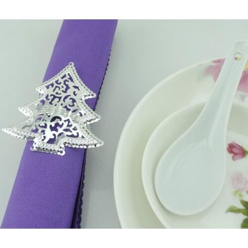 10pcs/lot Christmas tree napkins napkin ring hollow silver buckle, hotel table decoration napkin ring