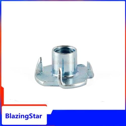 10pcs M4 M5 M6 M8 M10 Thickened Steel Four Claws Speaker Nut Blind Pronged Insert T-Nut for Wood Furniture Length=8-17mm