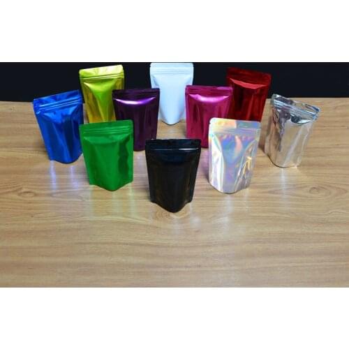 100 pcs Colored Stand Up Zip lock Foil Pouches Aluminum Foil Standing Pouches,Food Storage Stand Up zip lock Bags Free Shipping