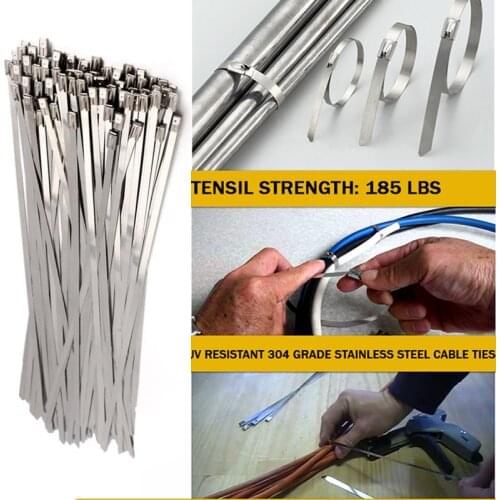 20pcs 4.6mm Heavy Duty Self-Locking Cable Zip Stainless Steel Cable Ties Tie Multi-Purpose Metal Exhaust Wrap Locking Ties