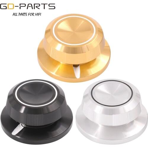 48x23mm Solid Full Aluminum Set Pointer Knob Hifi Audio DIY Potentiometer Attenuator Rotary Button Cap 6mm Hole CNC Machined 1PC