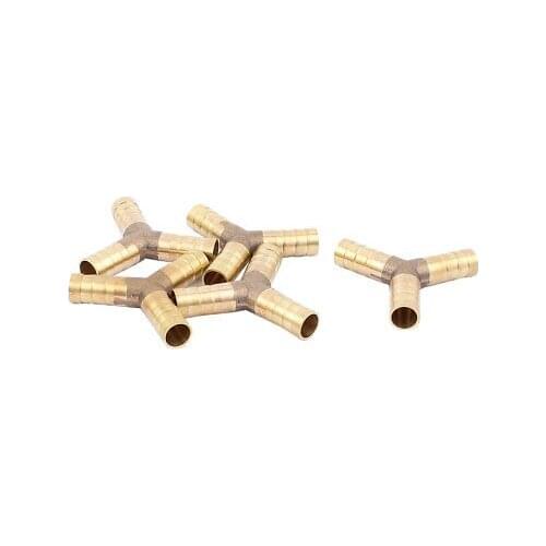 Brass Y Shape 3 Way 10mm Barb Gas Water Tube Hose Fitting Connector Joiner 5Pcs