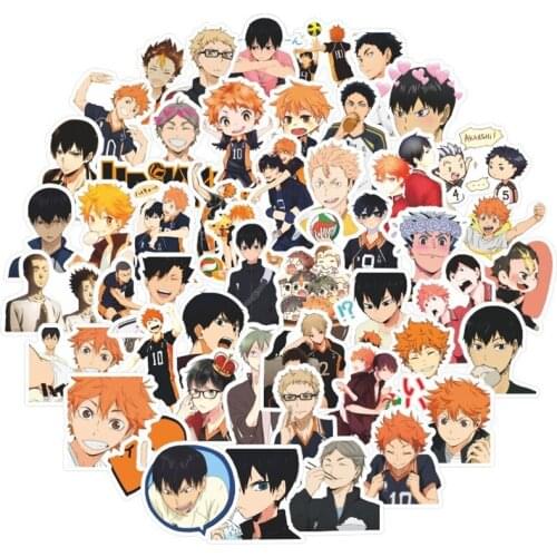 50 PCS/SET Anime Haikyuu!! cartoon graffiti sticker Trolley Case sticker notebook refrigerator car waterproof No repetition
