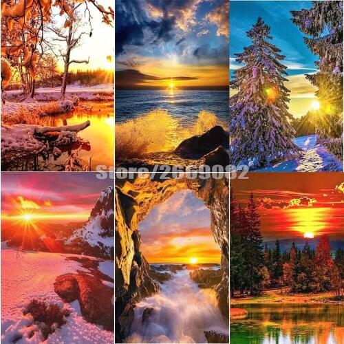5D Diamond Painting Full Square Autumn Scenery Embroidery Cross Stitch Decoration For Home Diamond Art TT1325