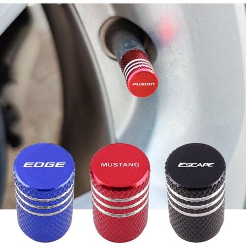 Aluminum Tire Valve Caps Car Emblem Dust Cover For Ford Bronco Edge Escape F150 F250 F350 F450 Fiesta Figo Flex Freestar Fusion