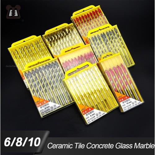 Free Shipping 6 8 10 mm Twist Spade Drill Hole Make Triangle Hex Shank Drill Bits For Ceramic Tile Concrete Glass Marble Etc