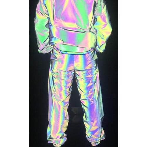 Newest spring autumn men colorful reflective pants street hip hop dance joggers men casual punk trousers loose sweatpants
