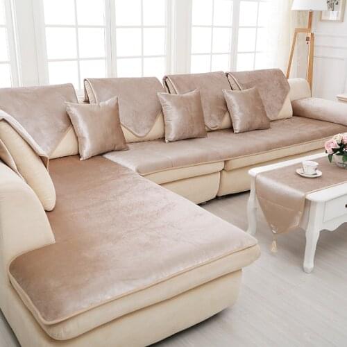 Plush sofa cushion Four seasons universal soft slipcover Non-slip leather sofa cover customize sofa towel velvet sofa slipcover