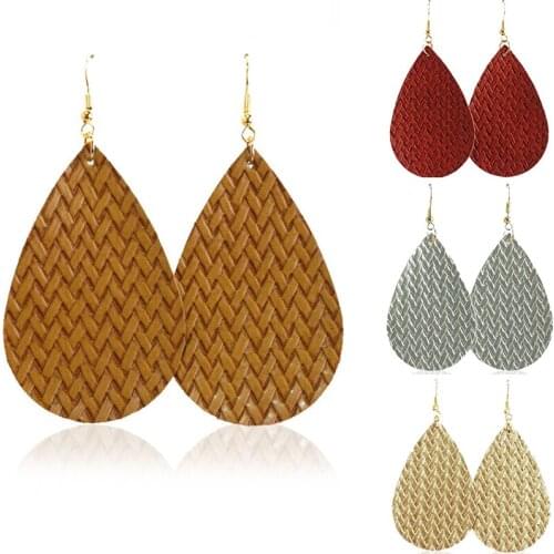 Cpop PU Leather Water Drop Earrings for Women Dangle Statement Teardrop Earrings Fashion Jewelry Ear Drop Christmas Gift Winter