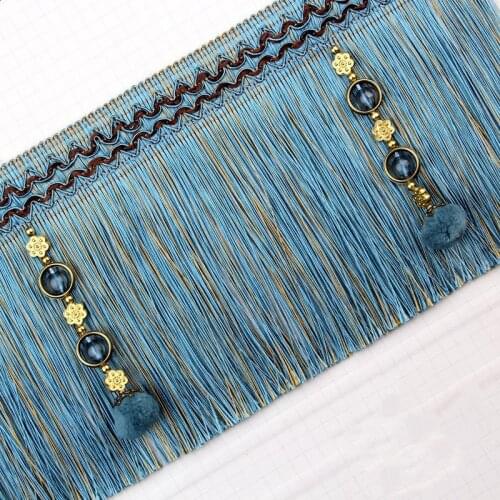 12M/lot 16cm Wide Bead Curtain Trims Long Tassel Fringe DIY Sewing Stage Sofa Cushion Decorative Lace Ribbon Curtain Accessories