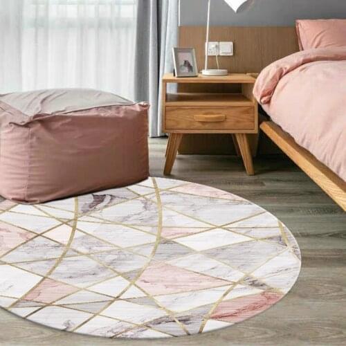 Geometric Marble Round Carpet Living Room Coffee Table Floor Mat Custom Size Nordic Bedside Mat Bedroom Chair Mat Bathroom Rug