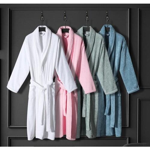 Japan Style 100% Cotton Unisex Robe Sexy Bath Robe Men And Women Sleepwear Toweling Terry Females Casual Thick Home Bathrobe