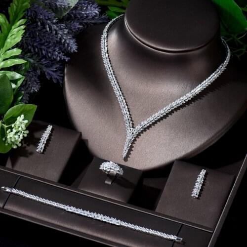 HIBRIDE Elegant 4pcs African Jewelry Set For Women Party Gift Dubai Jewelry Set Cubic Zircon Nigeria Wedding Jewelry bijoux N-33