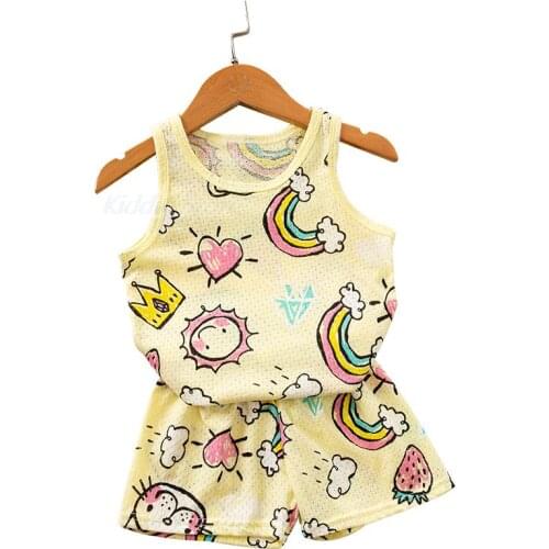 Clothing Sets Summer Cartoon Vest Suits for Boys and Girls Casual Sets for Kids Toddler Pajamas Clothes for Teenagers Girl Sets