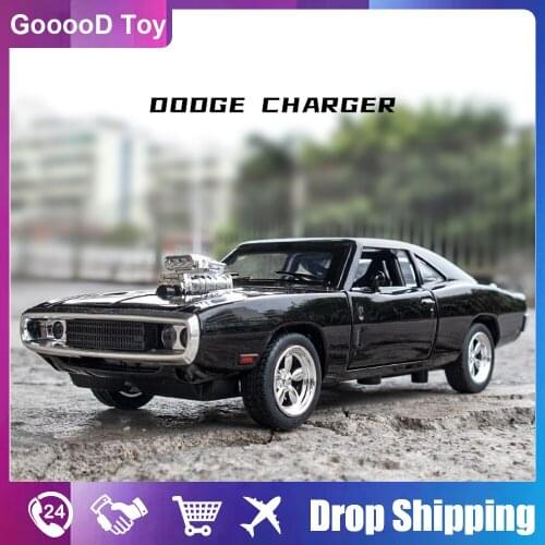 Diecasts Toy The Fast and The Furious Dodge Alloy Car Model 1:32 Pull Back Vehicles with Sound Light Collection Car Toys for Boy