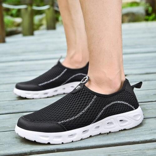 Men Summer Aqua Shoes Outdoor Stream Water Shoes Comfortable Male Hiking Shoes Mesh fabric Breathable Shoes Large Size