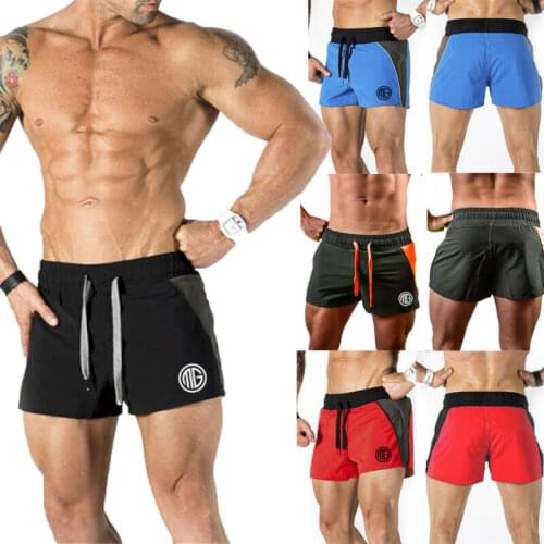 US Men Swim Sport Quick Dry Strong Fitted Shorts Bodybuilding Workout Gym Running Summer Beach Shorts Black Red Green Blue M-2XL