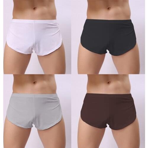 Mens Underwear Thin Ice Silk Briefs Transparent Sexy Young Pure Color